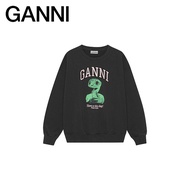 ] GANNI Women's Clothing Snake Print Dropped Shoulder Sweatshirt Round Neck Top