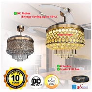 Elmark Ceiling Fan 42 inch Elmark Winter Paris Crystal DC Motor 36w LED Light Ceiling Fan with Remot