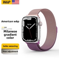 W&P [USA] ใช้ได้ Ultra2 Apple สายนาฬิกา Apple Watch แบบค่อยเป็นค่อยไปสายเหล็กสเตนเลสแบบ Milanese S9/