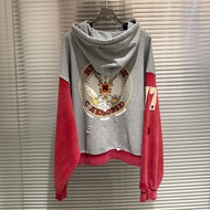 Double-headed Eagle Protocol Index Chest Embroidery Angel War Horse Zip Hoodie Hole Damaged Clothes 