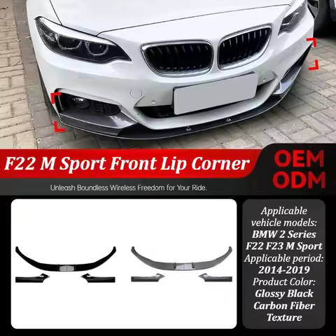 For BMW 2 Series F22 F23 2014-2019 M Sport Front Bumper Lip Spoiler Splitter Body Kit Aero Kit Exter