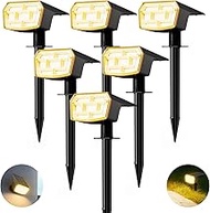 HIBOITEC 59 LED Solar Light for Outdoors, 3000 K Warm Light Solar Spotlight, Pack of 6, IP65 Waterpr