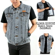 Flower Country Premium Sandwash Patch Jeans Vest