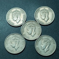 British Malaya KG VI 20 Cent 1950 ( 5 Coins )