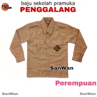 Baju Pramuka Penggalang Perempuan Seragam Sekolah SD Lengan Panjang Kantong Atas