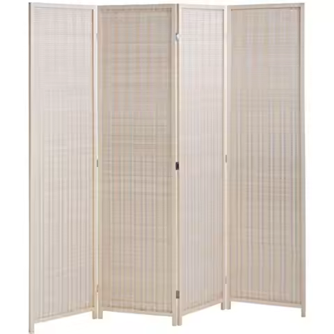 Bamboo Room Divider Folding Privacy Wooden Screen 4 Panel 72 Inches High 17.7 Inches Wide Room Divid