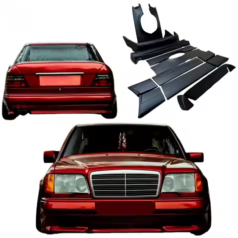 Front and Rear Bumper Side Skirts Wing Spoiler Body Kit, Suitable for E-Class S124 W124 Models From 