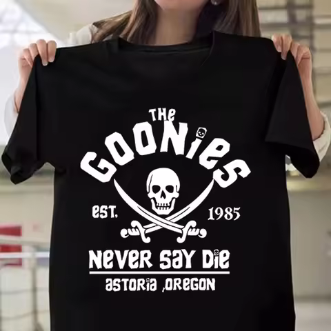 Cool Skull The Goonies Est.1995 Never Say Die Astoria Oregon Print T-shirts For Women Summer Fashion