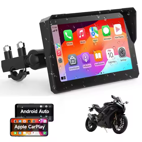 7" inch Motorcycle DVR GPS Navigation Multimedia Player Wireless CarPlay Android Auto IPX7 Waterproo