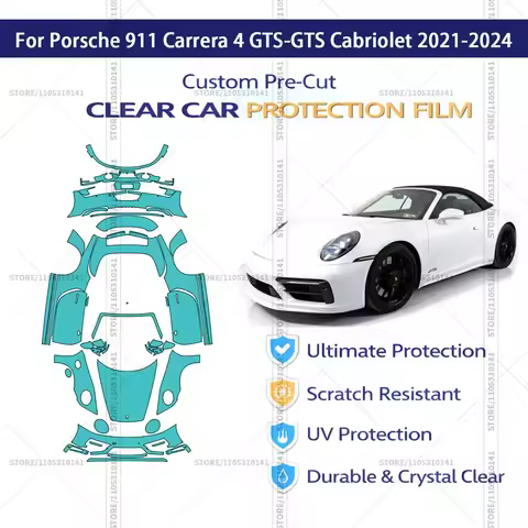 For Porsche 911 Carrera 4 GTS-GTS Cabriolet 2021-2024 Pre-Cut Paint Protection Film PPF Transparent 