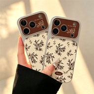 Casing For Samsung S25 S26 S24 S23 S22 Ultra F07 Vintage Floral Leather Phone Case Silver Frame Shoc