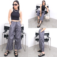 Yumyum Cargo Parasut Highwaist Celana Kulot Parachute Pants Wanita