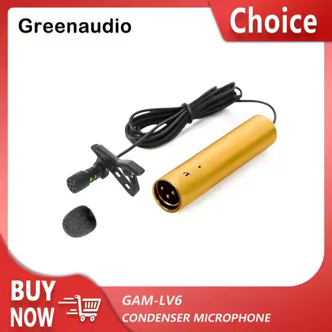 GAM-LV6 professional omnidirectional XLR tie condenser microphone with 8.3mm microphone cover, lapel