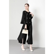 Womens Top+ Irregular Loose Pants Fashion Pleated Set