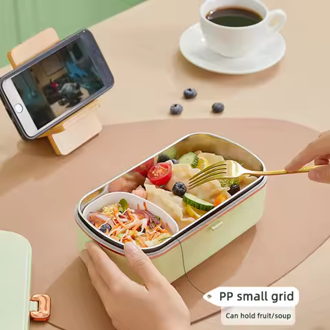 900ml Electric Lunch Box 304 Stainless Steel Food Warmer Without Water Heated Bento Box 70℃ Thermal 