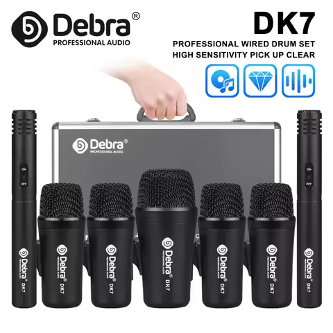 Debra DK7 Professional Performance Drum Microphone Kit (All Metal) for Bass Percussion, Rack Drums,