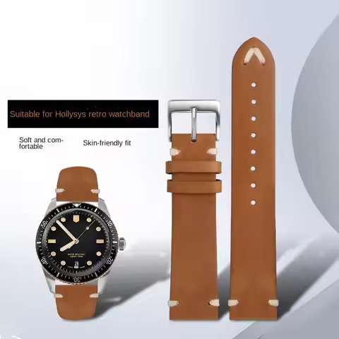 For Oris 65 Genuine Leather Strap Diving Belt Series Copper Ring Bronze Large Crown Tudor Vintage Wa