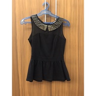 Dorothy Perkins Black with Gold Details Peplum Top