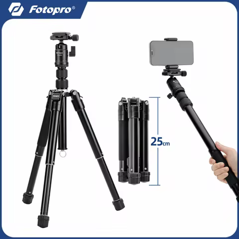 Fotopro FY830 Compact Camera Tripod, Portable Phone Stand Detachable Selfie Stick for Travel Video S