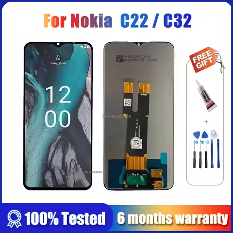 Original 6.5'' For Nokia C32 LCD Display Touch Screen Digitizer Assembly Replacement Parts For Nokia
