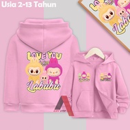 Labubu Character Girls' Zipper Jacket Ages 2-13 Years Cute Zipper Jacket