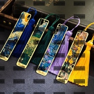 MARIER Reading Book Clip, Sunflower Lotus Oil Painting Metal Bookmark, High Quality Metal Hollow Boo
