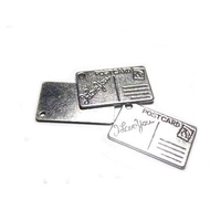 Charms - Postcard 25x16mm Antique Silver 1pc / 5pc F001A