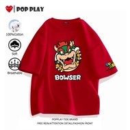 baju t shirt lelaki cotton Super Mario Bowser Bernafas & Tak Panas, Style streetwear All-match t shi