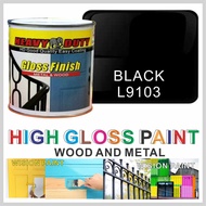 L9103 BLACK 1L ( 1 LITER ) HEAVY DUTY High Gloss Finish Paint for Wood &amp; Metal ( Fast Dry / Good Coverage )