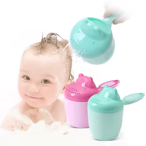 Baby Bath Cup Shampoo Cup Cartoon Hippo Children's Bath Ladle Baby Bath Supplies Children's Shampoo 