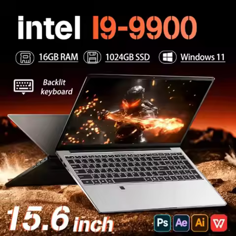 15 inch Windows 11 Pro Laptops Intel Core I9-9900 16GB RAM 1TB SSD Office Gamer Study Notebook Compu