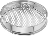 Yardwe Soil Sieve Garden Potting Riddle Sieve Soil Sifter 20cm Gardening Sifting Screen Pan Stainless Steel Sand Sieve Filter Bonsai Tool 5mm Holes