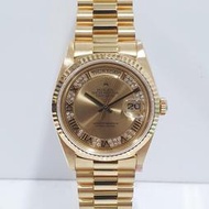 ROLEX勞力士 18238 Day-Date 蠔式18K金 絕版收藏 原裝MR多層鑽面盤 錶徑36 大眾當舖A880