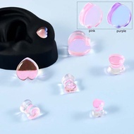 2 Piece Heart Shape Pink Purple Glass Plug Gauge Earring 6-25mm