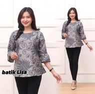 BATIK ATASAN WANITA TERBARU KEKINIAN TERMURAH BLUS BATIK WANITA MODEL TALI SAMPING DAN KANCING ALL M