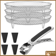 3 Pcs Air Fryer Accessories Stackable Air Fryer Basket Stainless Steel Round Air Fryer Rack Fits 4.2