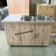 4ft Basin Cabinet / 49” inci Kabinet Dapur Sinki / 白钢洗碗盘厨房柜_ (Delivery Area KL &amp; Selangor Only)