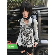 y2k outfit oversized sweatshirt 上衣 Sweatshirt Cardigan - Retro Slim-Fit Long Sleeve for Women | Fall