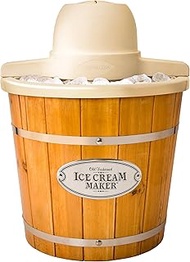 Nostalgia ICMP400WD Electric Wood Bucket Ice Cream Maker, 4-Quart