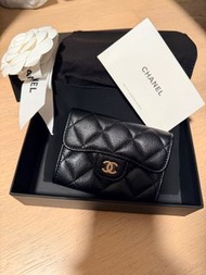 Chanel 雙層卡包 XL cardholder Wallet card holder 黑金荔枝紋牛皮