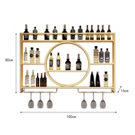 YQ Household Wine Cabinet Wrought Iron Simple Wall Hanging Wine Rack Wine Cabinet Wall Hall Wine Storage Display Shelf