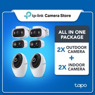 【Tapo CCTV Bundle】4 Kamera (2 Dalaman C260 + 2 Luaran C246D) Keselamatan Rumah Pintar dengan Pengesa