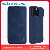 Nillkin for Apple iPhone 15 14 13 Pro Max Plus Case Qin Pro Quality Leather Flip Cover with Slide Camera Lens Protection iphone15 casing
