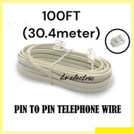 Telephone Cable 100ft RJ-11 Pin To Pin Cable For Extension Home Telekom Wire