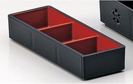 [A] (Small) New Three Piece Delicacy Container, Black Vermilion (Fixed Partition) [19.3 x 6.8 x 3.7 
