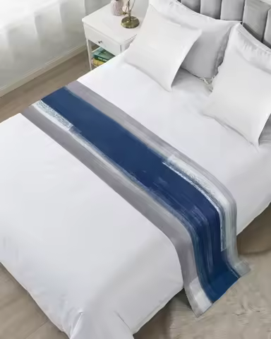 Blue Gray Abstract Art Texture High Quality Bed Flag Hotel Cupboard Table Runner Parlor Wedding Home