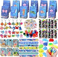 Winrayk 148Pcs Under the Sea Party Favors Birthday Supplies Kid Ocean Sea Animal Toy Gift Bag Squishy Bookmark Diy Sticker Stamper Keychain Bracelet Ring Goody Bag Stuffers Ocean Birthday Party Favors