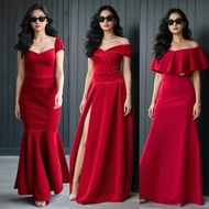 VALENTINES RED gown prom | Bridesmaid, Ninang, Wedding, Prom Graduation dress plus size
