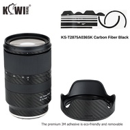 Kiwifotos ฟิล์มป้องกันรอยขีดข่วนฝาปิดเลนส์สำหรับ Tamron 28-75มม. F/2.8 Di III RXD เลนส์ A036 &amp; เลนส์ฮูดป้องกันผิวสไลด์สติกเกอร์3M เงาสีดำหรือคาร์บอนไฟเบอร์สีดำและสีดำเมทริกซ์