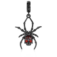GNOCE Spider Skull Dangle Charm Sterling Silver Black Plated for Bracelet Gift